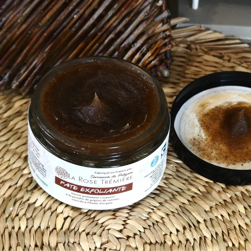 Pâte à savon exfoliante naturelle - Huiles et pépins de raisin