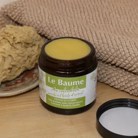 Baume nourrissant - Protection pour peaux sèches et sensibles - Karité brut, calendula, huiles d'olive, tournesol et avocat