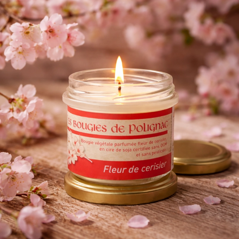 bougie végétale fleur de cerisier
