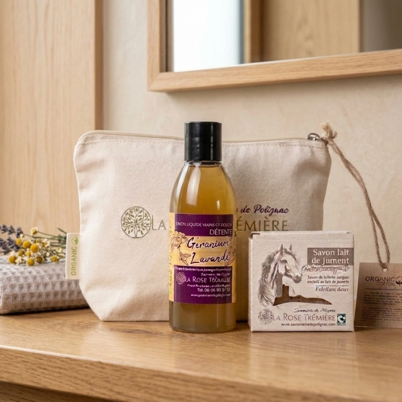 Coffret savons naturels géranium & lait de jument | Savonnerie de Polignac