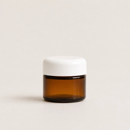 Pot en verre ambré 30 mL capuchon blanc | Contenant cosmétique