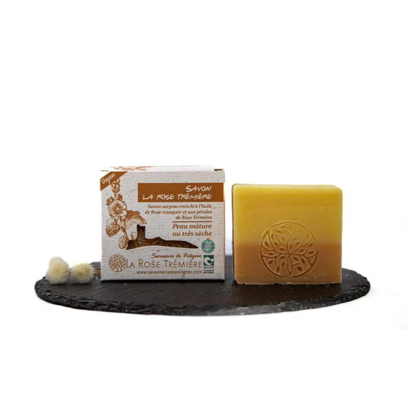 Savon La Rose Trémière artisanal fabriqué à froid